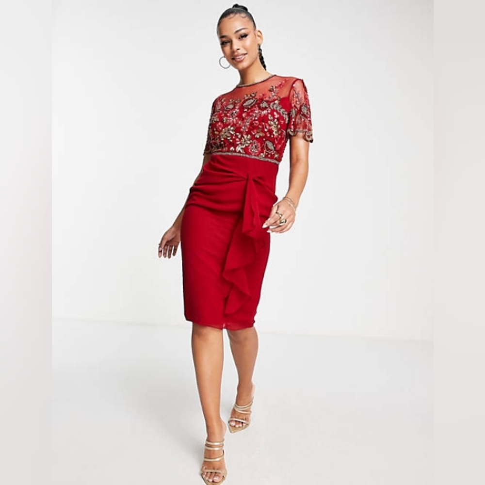 NWT Spectacular Red Illusions Cocktail Dress By Virgos Lounge. Size 8